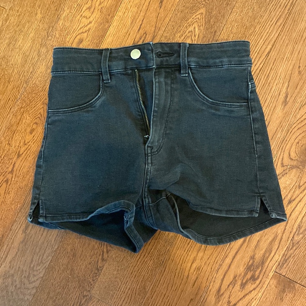& Denim black high waisted shorts
